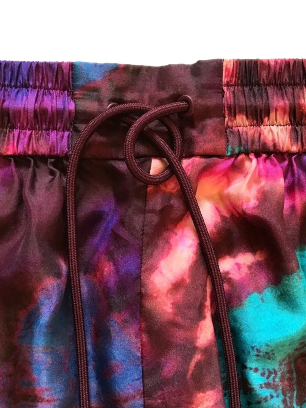 Zimmermann Acadian Tie Dye Shorts Womens 2 Medium Purple Pink High Rise Silk